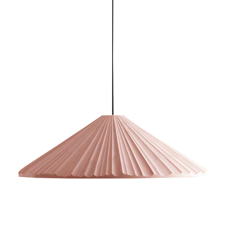 Taavita Style Fold Cone Pendant Light 1 Head Resin Hanging Light for Cafe Restaurant - Blue Pink White