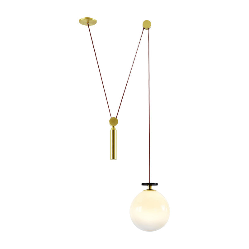 Taavita Height-Adjustable Pendant Lamp with Pulley - A Modern Hanging Light for the Kitchen Hallway, 10 to 14 Inches, 1 Light, Gold, Metal, Swag Fixture, Interiors, E26/E27, 110V-120V 220V-240V