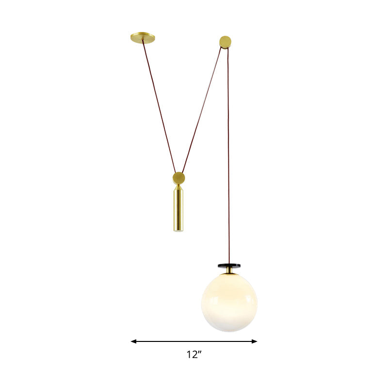 Taavita Height-Adjustable Pendant Lamp with Pulley - A Modern Hanging Light for the Kitchen Hallway, 10 to 14 Inches, 1 Light, Gold, Metal, Swag Fixture, Interiors, E26/E27, 110V-120V 220V-240V