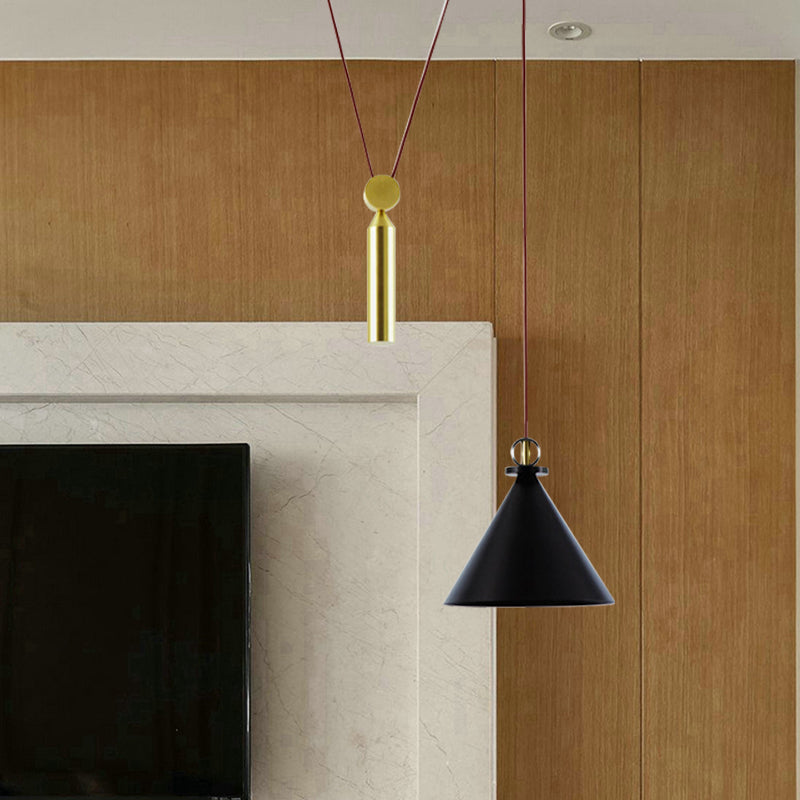 Taavita Height-Adjustable Pendant Lamp with Pulley - A Modern Hanging Light for the Kitchen Hallway, 10 to 14 Inches, 1 Light, Gold, Metal, Swag Fixture, Interiors, E26/E27, 110V-120V 220V-240V