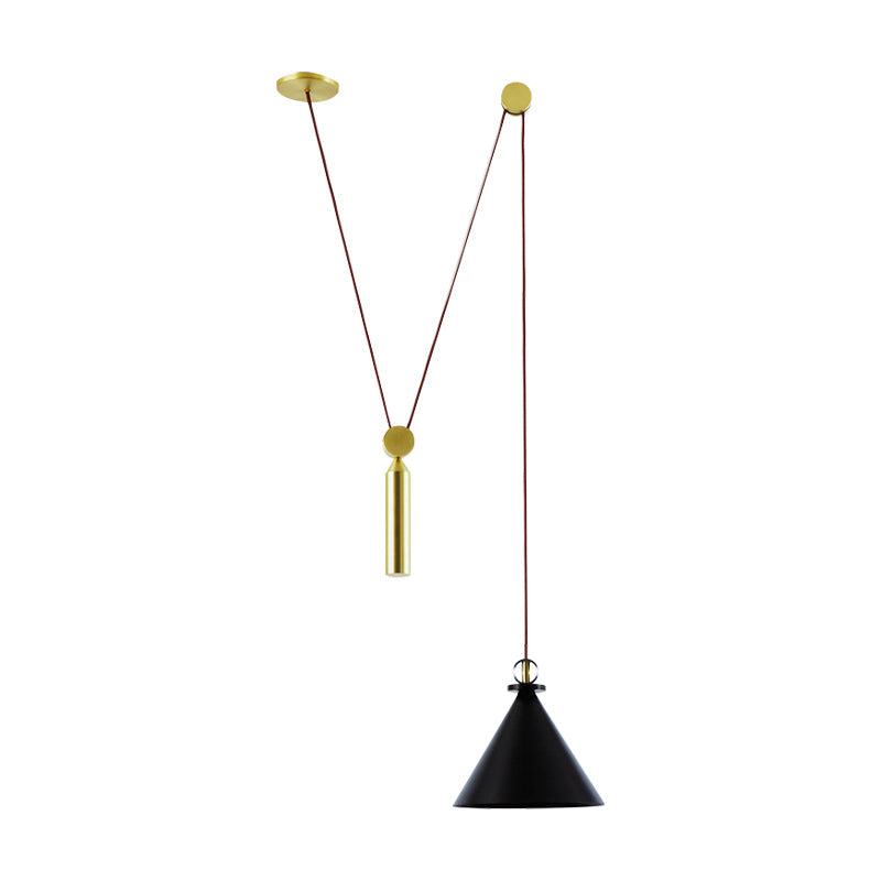 Taavita Height-Adjustable Pendant Lamp with Pulley - A Modern Hanging Light for the Kitchen Hallway, 10 to 14 Inches, 1 Light, Gold, Metal, Swag Fixture, Interiors, E26/E27, 110V-120V 220V-240V