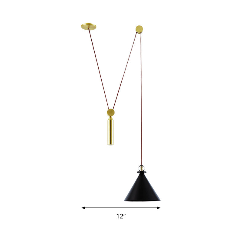 Taavita Height-Adjustable Pendant Lamp with Pulley - A Modern Hanging Light for the Kitchen Hallway, 10 to 14 Inches, 1 Light, Gold, Metal, Swag Fixture, Interiors, E26/E27, 110V-120V 220V-240V