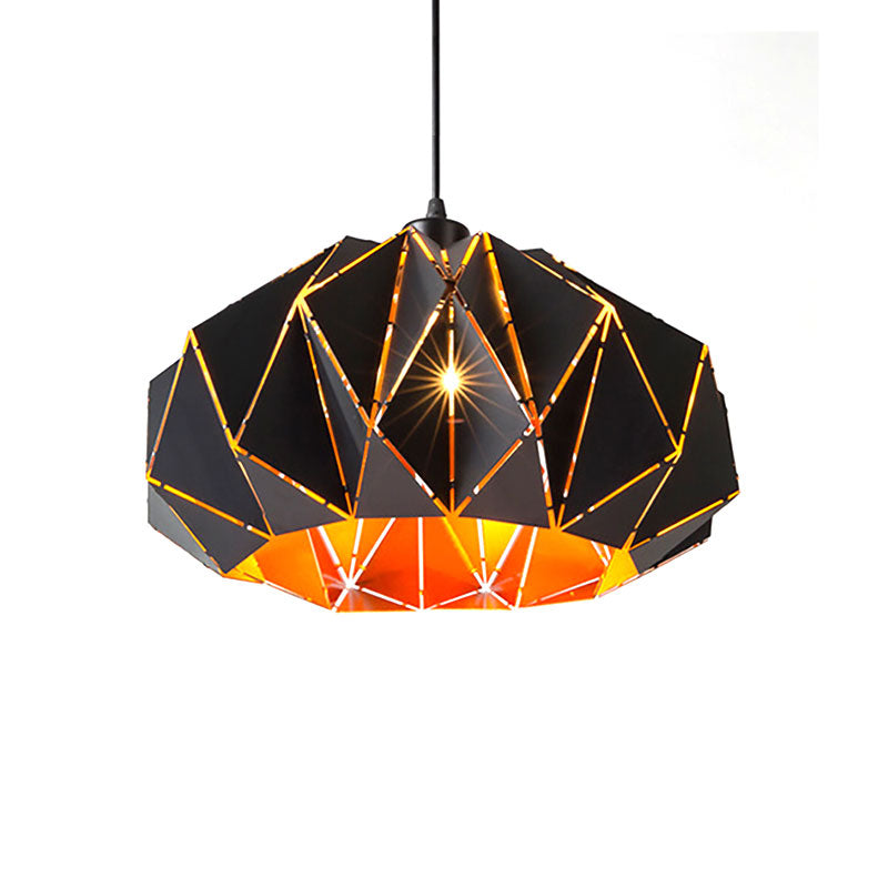 Origami Style Pendant Light 1 Light Metallic Ceiling Hanging Lamp in Black for Cafe Restaurant Black C Clearhalo 'Ceiling Lights' 'Modern Pendants' 'Modern' 'Pendant Lights' 'Pendants' Lighting' 186463