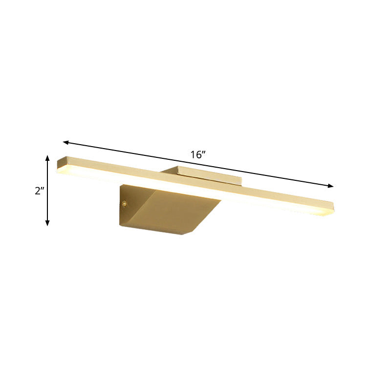 21.5"/16" W Gold Metallic Streamlined Wall Lamp Simplicity LED Vanity Sconce Light for Bathroom