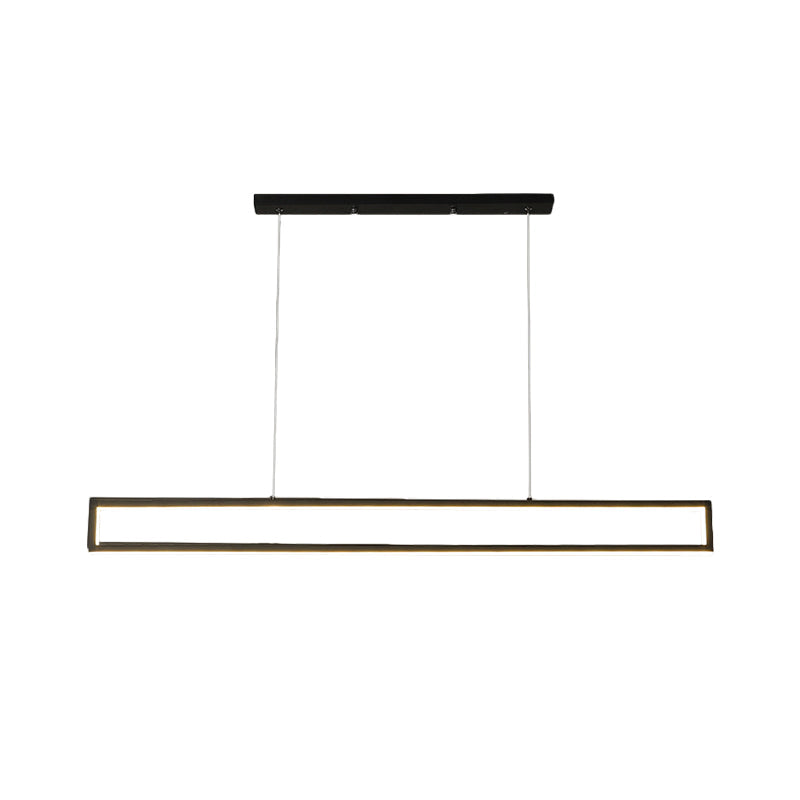 Minimalist Black Rectangle Frame Iron Island Lamp Fixture with Taavita Drop Pendant in Warm/White Light