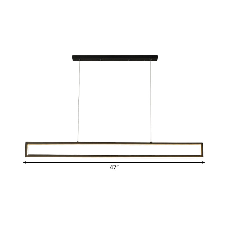 Minimalist Black Rectangle Frame Iron Island Lamp Fixture with Taavita Drop Pendant in Warm/White Light