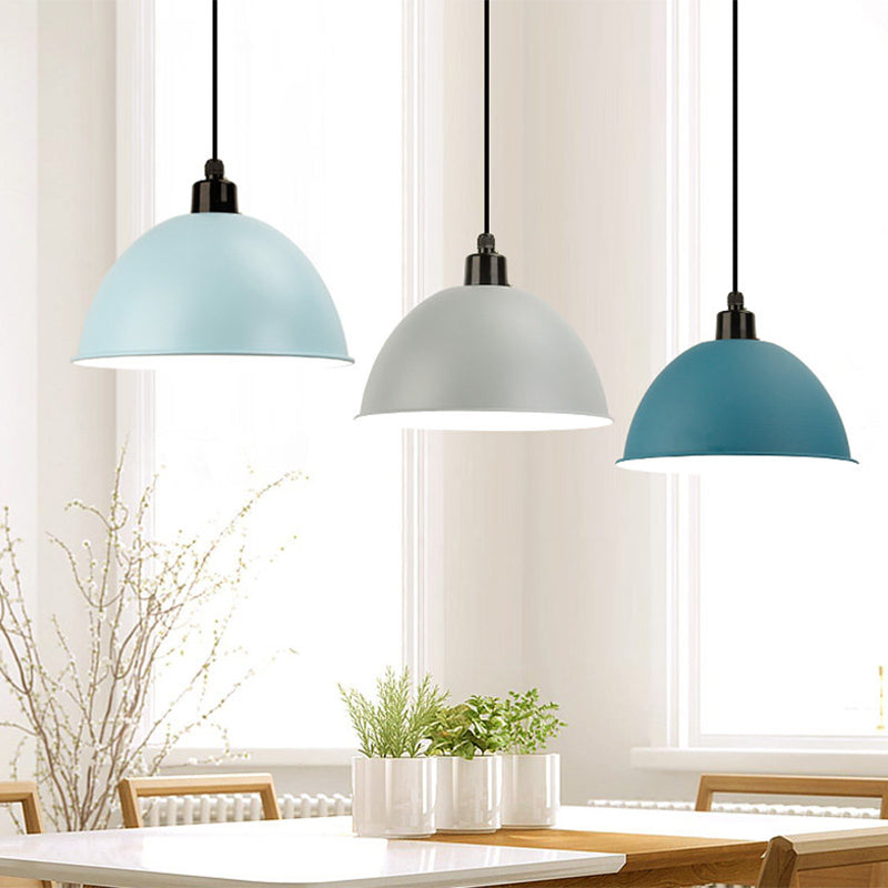 Taavita Schwarz/Grau - Suspension Lamp Dome Shade 1 Bulb Pendant Light for Dining Room in Industrial Style, 12"/14" W