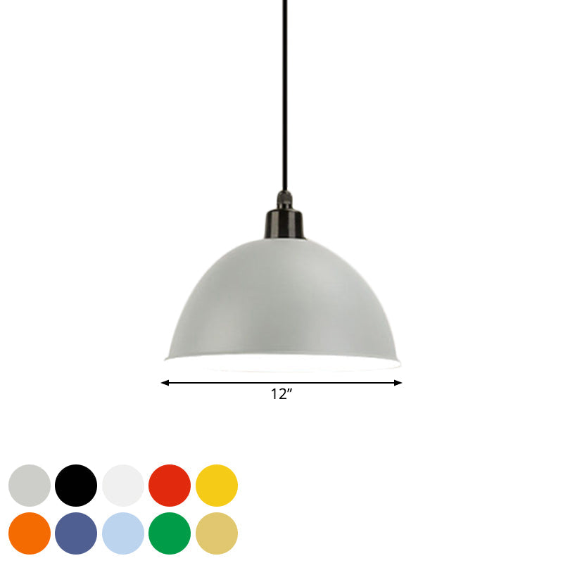 Taavita Black/Gray Industrial Style Suspension Lamp Dome Shade Pendant Light for Dining Room, 1 Bulb, 12"/14" W