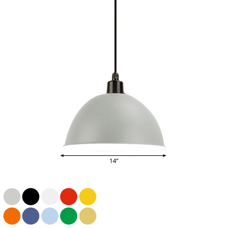 Taavita Schwarz/Grau - Suspension Lamp Dome Shade 1 Bulb Pendant Light for Dining Room in Industrial Style, 12"/14" W