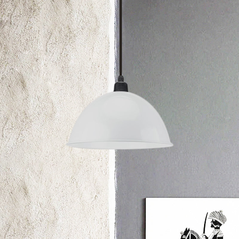 Metal Black/Gray Suspension Lamp Dome Shade 1 Bulb Industrial Style Pendant Light for Dining Room, 12"/14" W Blue Clearhalo 'Art Deco Pendants' 'Black' 'Cast Iron' 'Ceiling Lights' 'Ceramic' 'Crystal' 'Industrial Pendants' 'Industrial' 'Metal' 'Middle Century Pendants' 'Pendant Lights' 'Pendants' 'Rustic Pendants' 'Tiffany' Lighting' 1872325