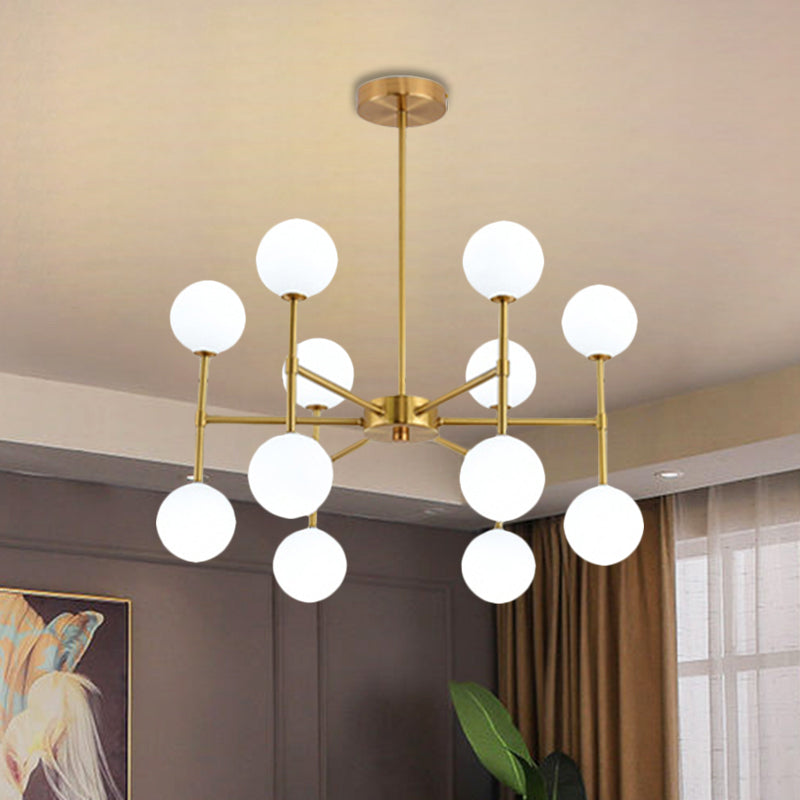 Bubble Shade Living Room Chandelier Lighting Opal Glass 12 Light Modern Ceiling Pendant in Black/Gold Black Clearhalo 'Ceiling Lights' 'Chandeliers' 'Modern Chandeliers' 'Modern' Lighting' 1872513