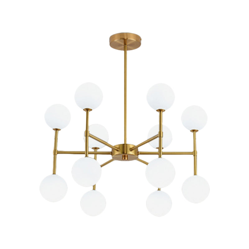 Taavita Living Room Chandelier Lighting Opal Glass 12 Light Modern Ceiling Pendant in Gold/Black