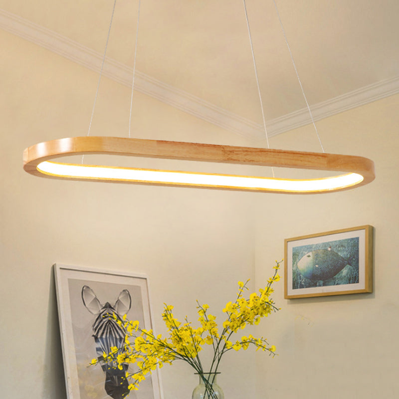 27.5" / 35.5" Wide Nordic Oval Wooden Chandelier LED Ceiling Pendant Light for Dining Room