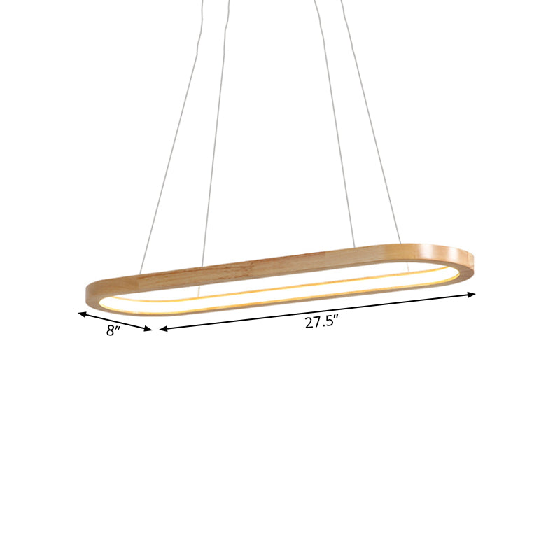 27.5" / 35.5" Wide Nordic Oval Wooden Chandelier LED Ceiling Pendant Light for Dining Room