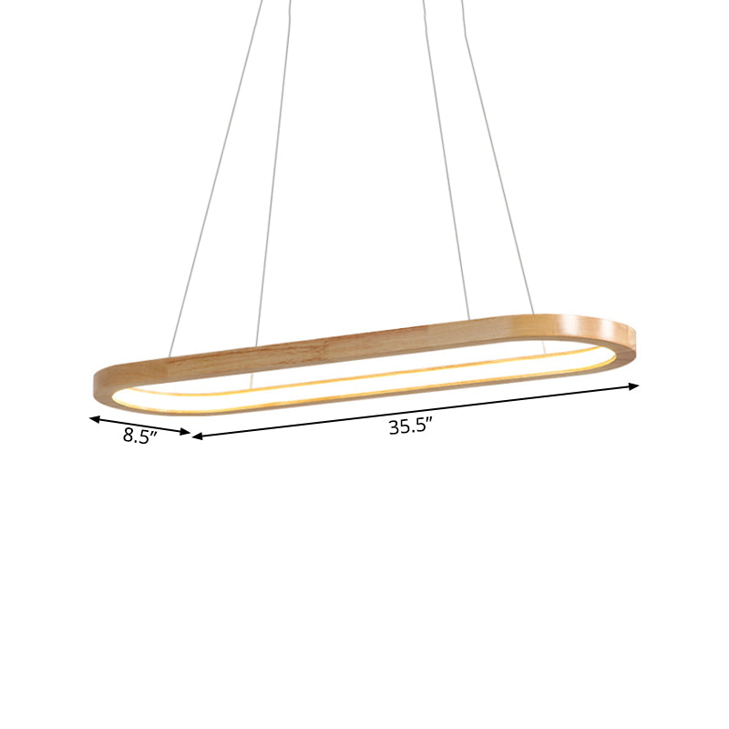 27.5" / 35.5" Wide Nordic Oval Wooden Chandelier LED Ceiling Pendant Light for Dining Room