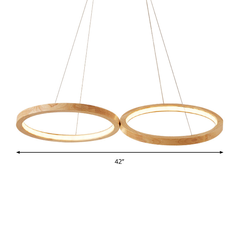 Modern Simple Light Beige Dining Room Chandelier with Taavita Double Ring Pendant