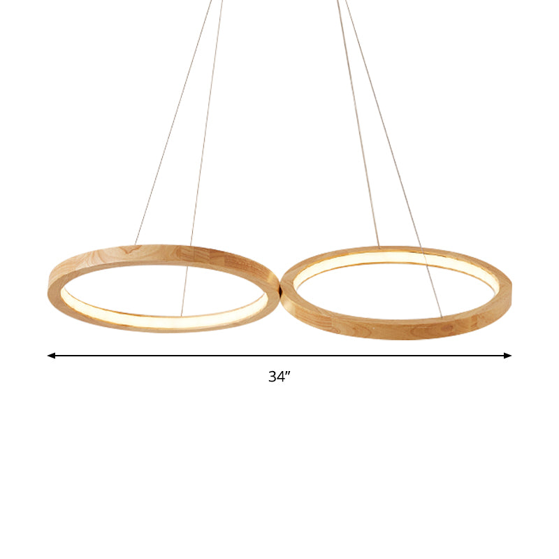 Modern Simple Light Beige Dining Room Chandelier with Taavita Double Ring Pendant