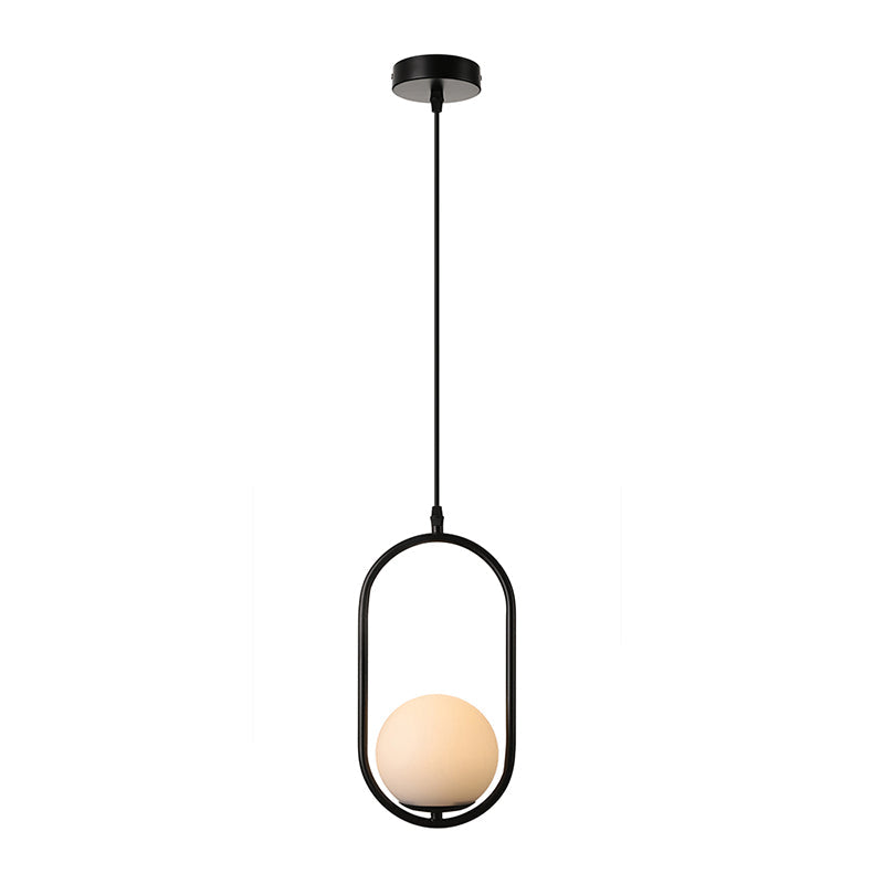 Taavita Pendant Lighting Modern Black/Gold Hanging Ceiling Lamp with White Glass 1/2 Lights for Bedroom