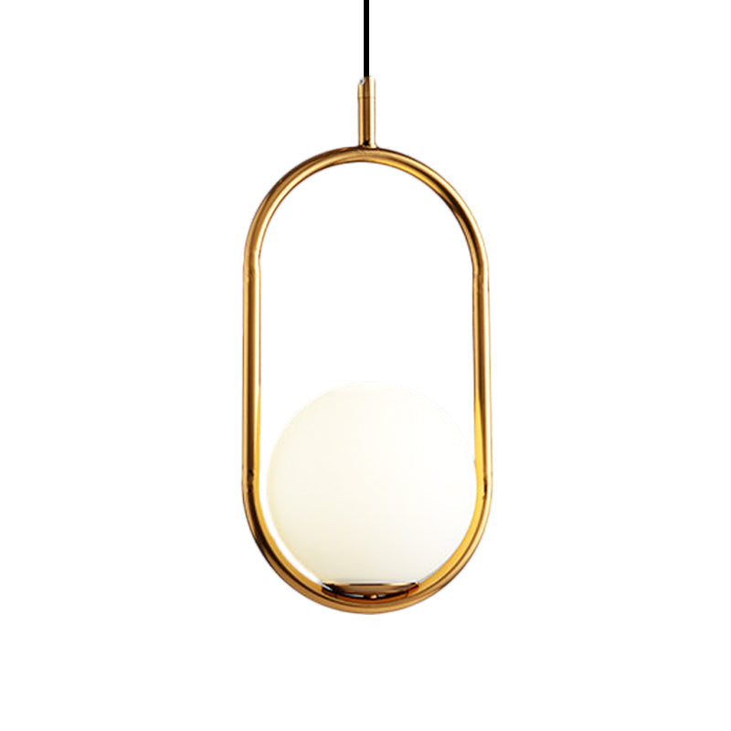 Taavita Pendant Lighting Modern Black/Gold Hanging Ceiling Lamp with White Glass 1/2 Lights for Bedroom