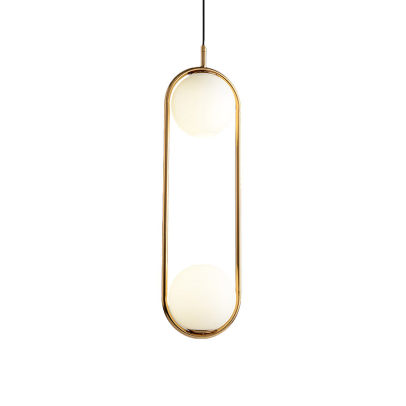 Taavita Pendant Lighting Modern Black/Gold Hanging Ceiling Lamp with White Glass 1/2 Lights for Bedroom