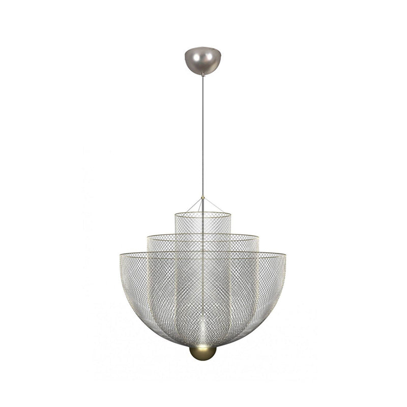 Taavita Wire Mesh Bowl LED Chandelier Light - Post Modern Hanging Pendant Light in Gold/Silver