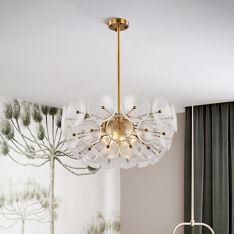 Three-Light Modern Pendant Lamp in Gold Finish with Glass Shade Chandelier Lighting