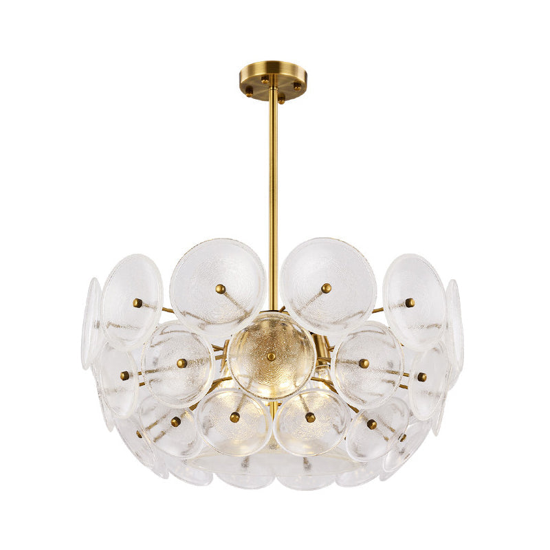 Three-Light Modern Pendant Lamp in Gold Finish with Glass Shade Chandelier Lighting