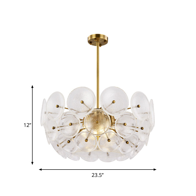 Three-Light Modern Pendant Lamp in Gold Finish with Glass Shade Chandelier Lighting