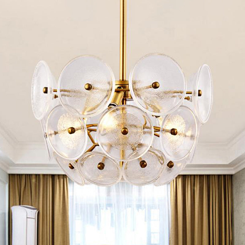 Three-Light Modern Pendant Lamp in Gold Finish with Glass Shade Chandelier Lighting