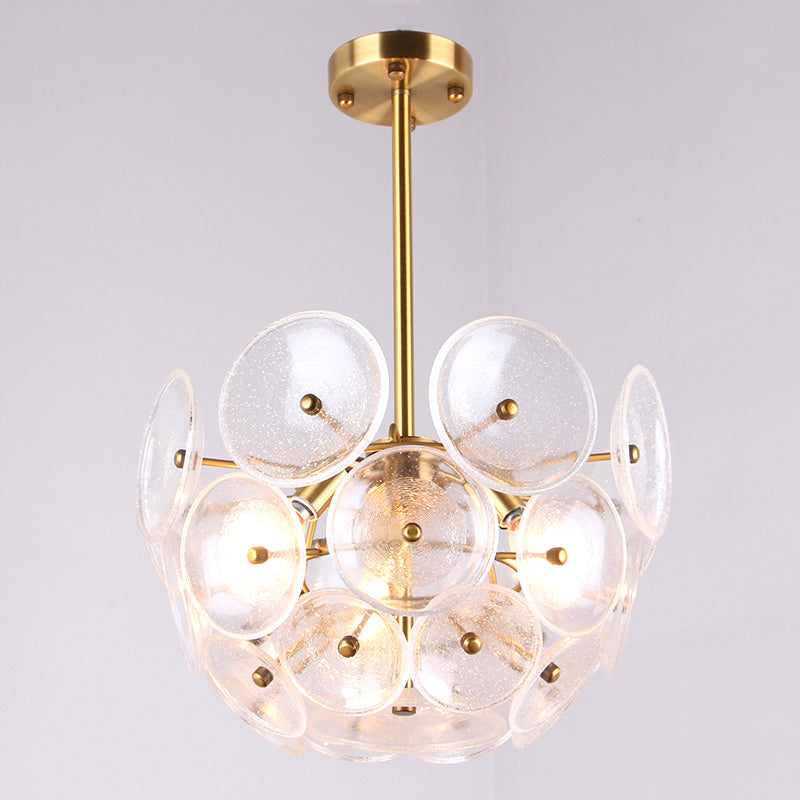 Three-Light Modern Pendant Lamp in Gold Finish with Glass Shade Chandelier Lighting