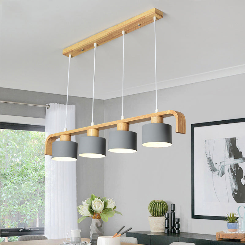 Metal Drum Shade Island Light 3/4 Heads Nordic Simple Chandelier Light for Dining Room Kitchen Clearhalo 'Ceiling Lights' 'Island Lights' Lighting' 1886746