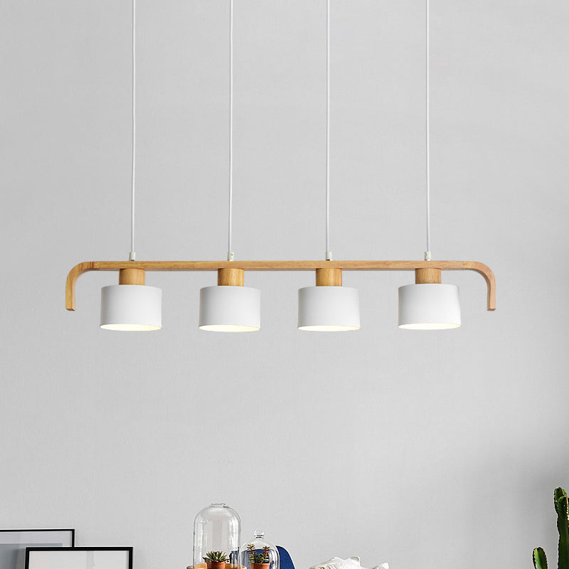 Metal Drum Shade Island Light 3/4 Heads Nordic Simple Chandelier Light for Dining Room Kitchen Clearhalo 'Ceiling Lights' 'Island Lights' Lighting' 1886742