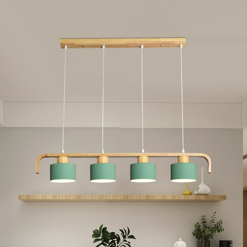 Metal Drum Shade Island Light 3/4 Heads Nordic Simple Chandelier Light for Dining Room Kitchen Clearhalo 'Ceiling Lights' 'Island Lights' Lighting' 1886752