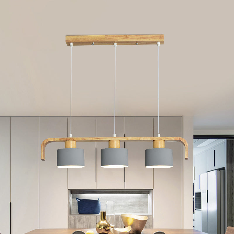 Metal Drum Shade Island Light 3/4 Heads Nordic Simple Chandelier Light for Dining Room Kitchen Clearhalo 'Ceiling Lights' 'Island Lights' Lighting' 1886737