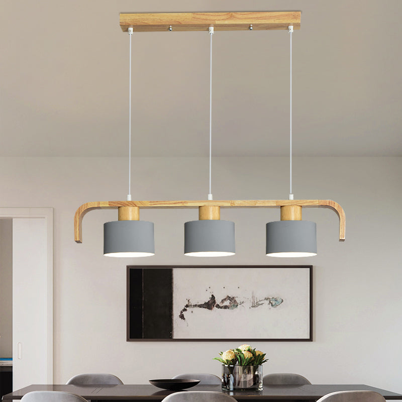 Taavita Metal Drum Shade Island Light 3/4 Heads Nordic Simple Chandelier for Dining Room Kitchen