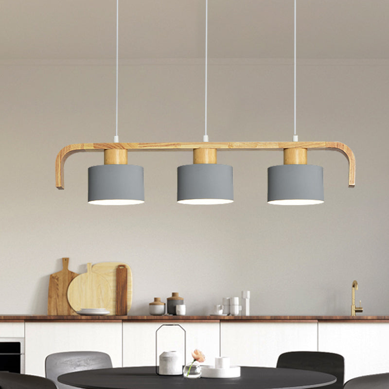 Taavita Metal Drum Shade Island Light 3/4 Heads Nordic Simple Chandelier for Dining Room Kitchen