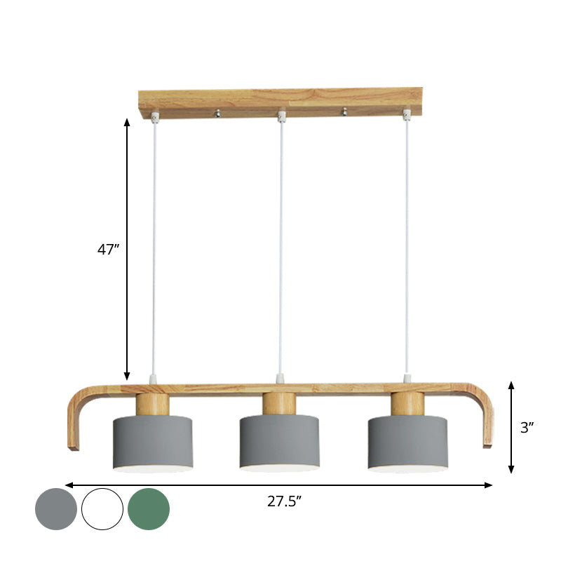 Taavita Metal Drum Shade Island Light 3/4 Heads Nordic Simple Chandelier for Dining Room Kitchen