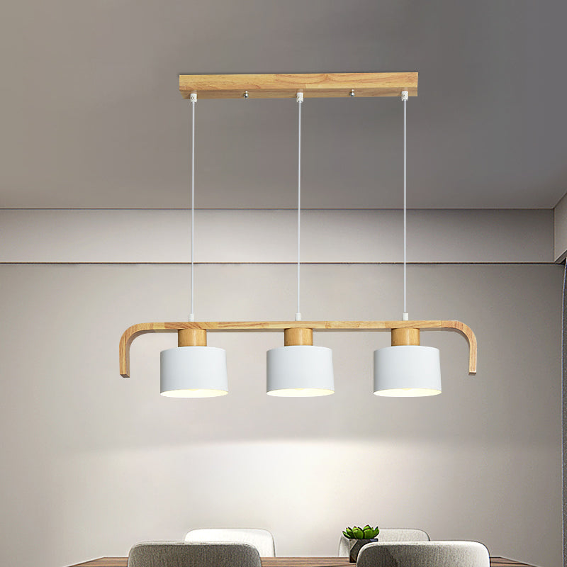 Metal Drum Shade Island Light 3/4 Heads Nordic Simple Chandelier Light for Dining Room Kitchen 4 Grey Clearhalo 'Ceiling Lights' 'Island Lights' Lighting' 1886731