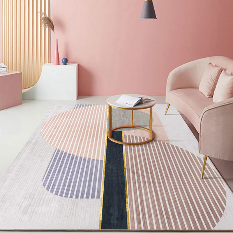 Pastel Color Scandinavian Rug Polypropylene Geometric Shapes and Lines Carpet Non-Slip Backing Rug for Home Clearhalo 'Area Rug' 'Rug' 1898614