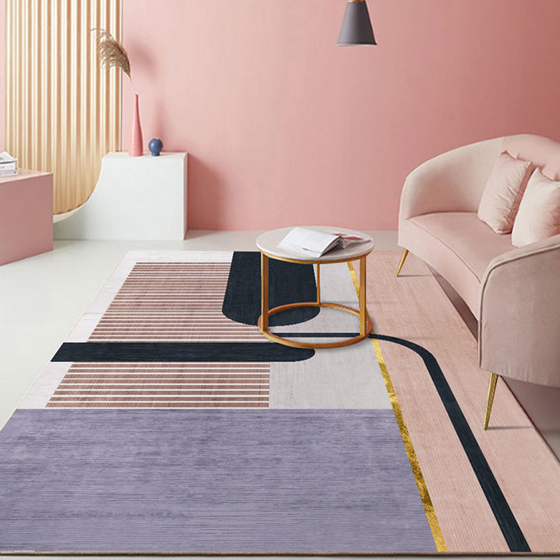 Pastel Color Scandinavian Rug Polypropylene Geometric Shapes and Lines Carpet Non-Slip Backing Rug for Home Clearhalo 'Area Rug' 'Rug' 1898616