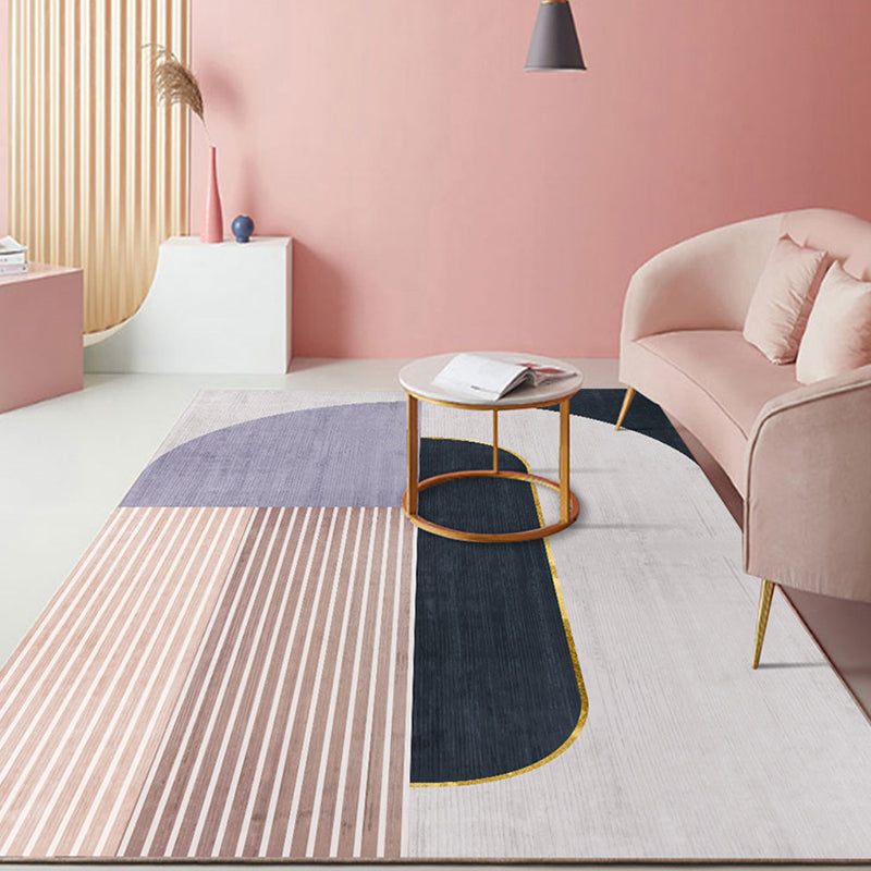 Pastel Color Scandinavian Rug Polypropylene Geometric Shapes and Lines Carpet Non-Slip Backing Rug for Home Clearhalo 'Area Rug' 'Rug' 1898615