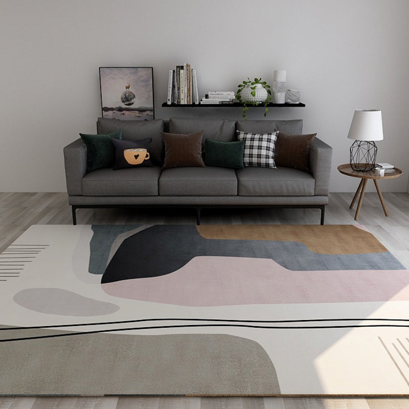 Nordic Sitting Room Rug Pastel Colorblock Abstract Carpet Synthetics Anti-Slip Machine Washable Rug Clearhalo 'Area Rug' 'Rug' 1898633