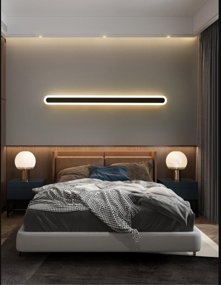 Elongated Bar Bedroom Flush Wall Sconce Acrylic 16"/23.5"/31.5" W LED Nordic Wall Lamp in Warm/White Light, Black/White Clearhalo 'Modern wall lights' 'Modern' 'Wall Lamps & Sconces' 'Wall Lights' Lighting' 1900390