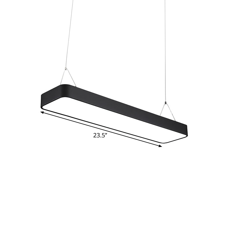 Modern Black Office LED Hanging Pendant Light with Rectangular Acrylic Shade, 23.5"/35.5"/47"/59"/71" Length