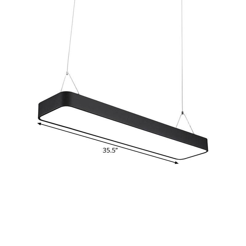 Modern Black Office LED Hanging Pendant Light with Rectangular Acrylic Shade, 23.5"/35.5"/47"/59"/71" Length