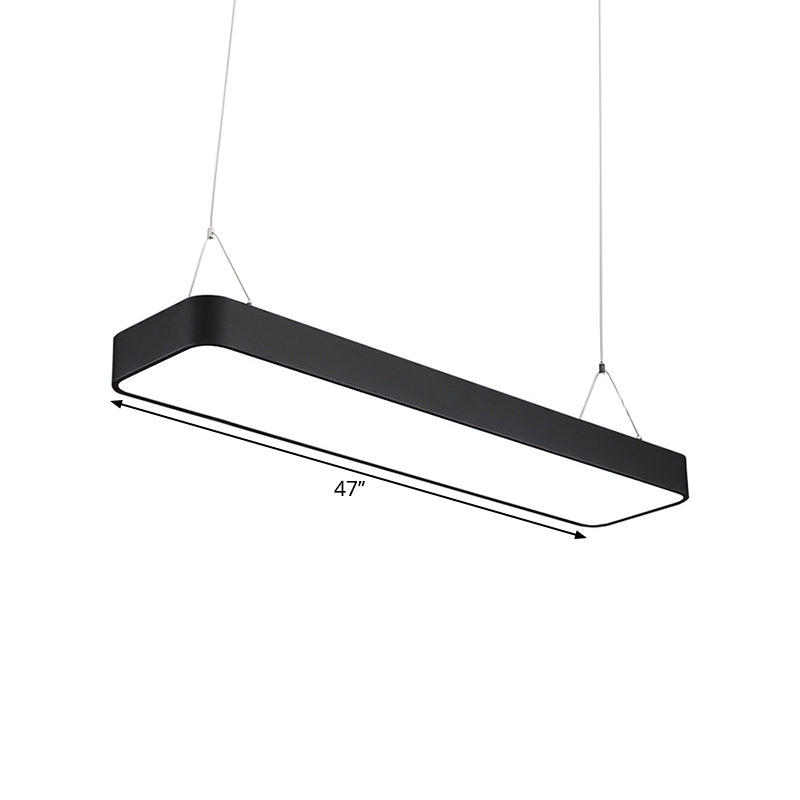 Modern Black Office LED Hanging Pendant Light with Rectangular Acrylic Shade, 23.5"/35.5"/47"/59"/71" Length