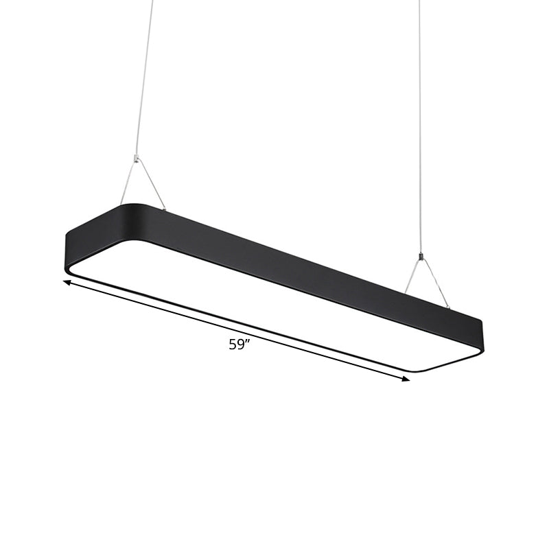 Modern Black Office LED Hanging Pendant Light with Rectangular Acrylic Shade, 23.5"/35.5"/47"/59"/71" Length