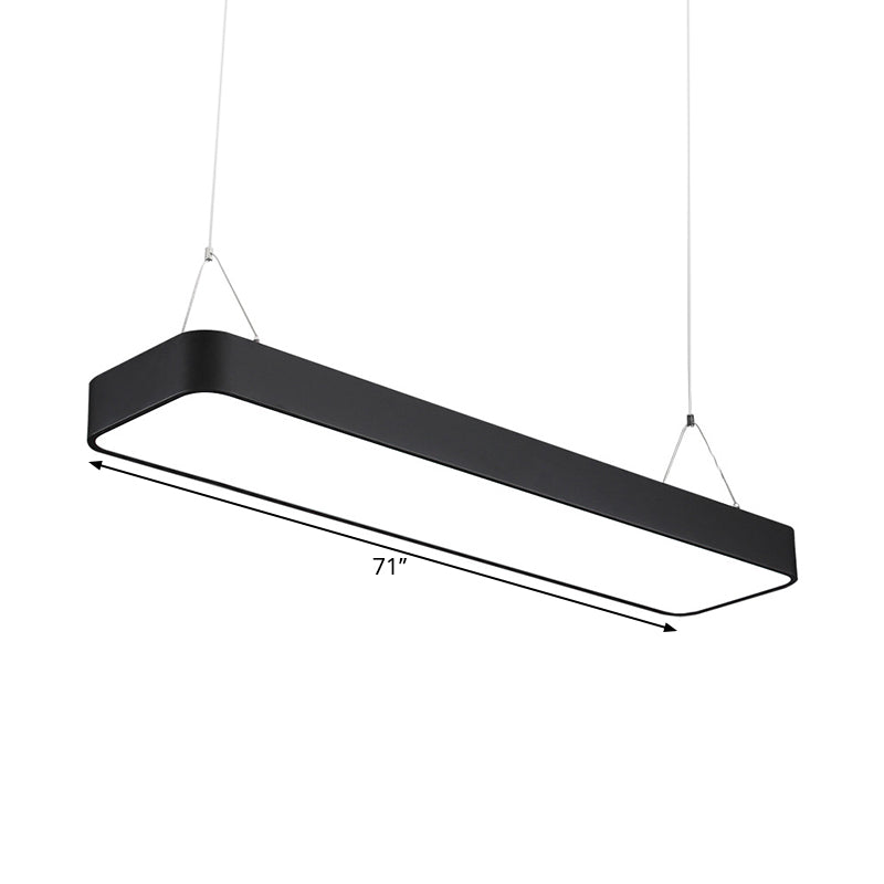 Modern Black Office LED Hanging Pendant Light with Rectangular Acrylic Shade, 23.5"/35.5"/47"/59"/71" Length