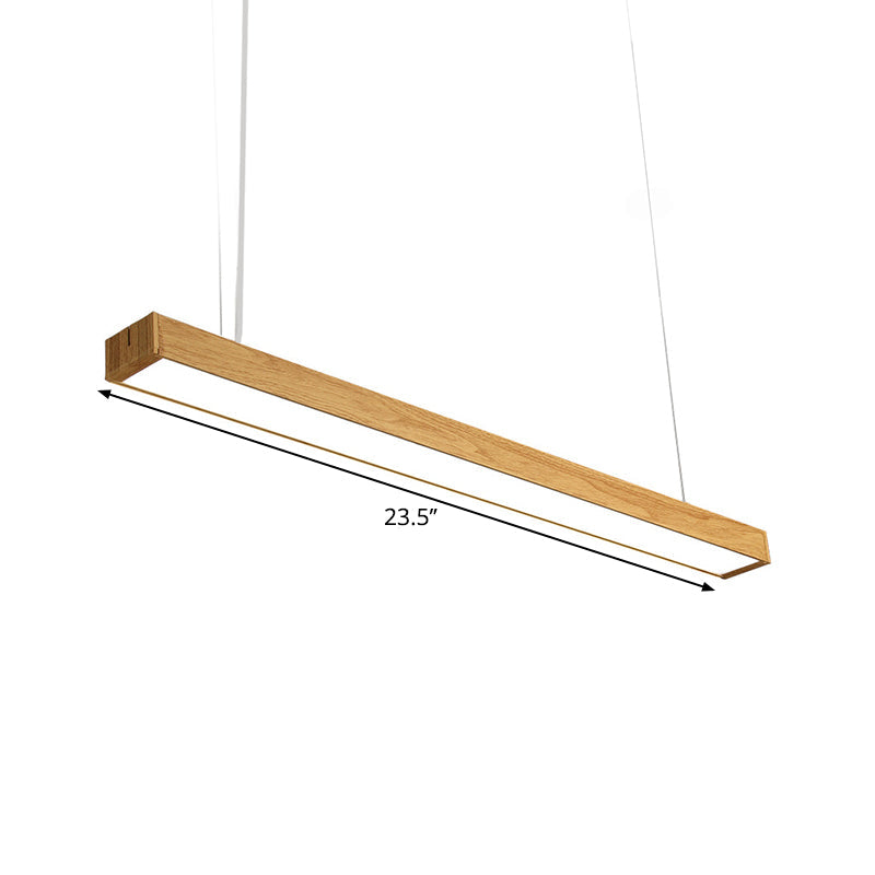 Taavita Aluminium Linear Pendant Lamp Nordic Style 23.5"/47"/71" Long LED - Ceiling Hanging Light in Wood