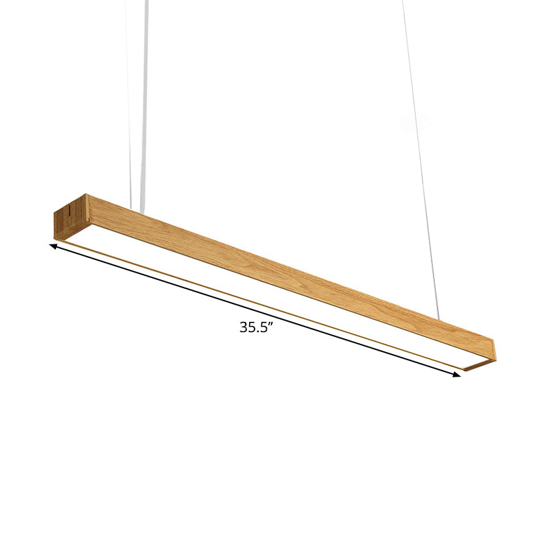 Taavita Aluminium Linear Pendant Lamp Nordic Style 23.5"/47"/71" Long LED - Ceiling Hanging Light in Wood